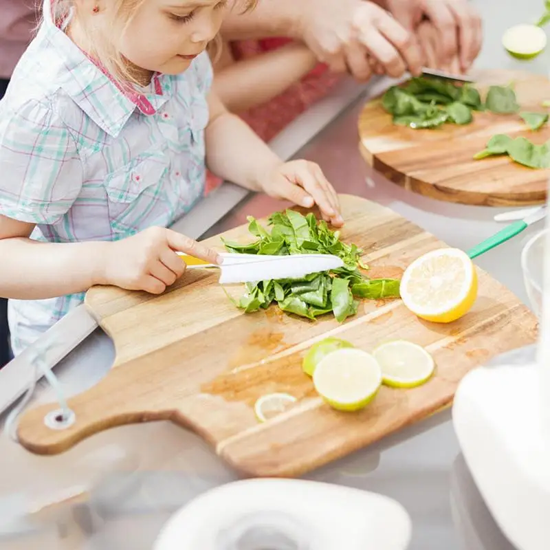 Coltelli da cucina per bambini Giocattolo 3 pezzi Coltello da frutta in plastica Sicuro da usare Impugnatura ferma Bordi seghettati Cucina Casa da gioco Giocattoli per bambini