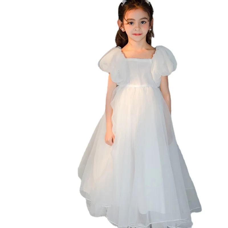 

New Flower Girls Party Dress Girl Important Occasion Costumes Princess Wedding Dresses with Bow Baby Kid Birthday Clothes CC161