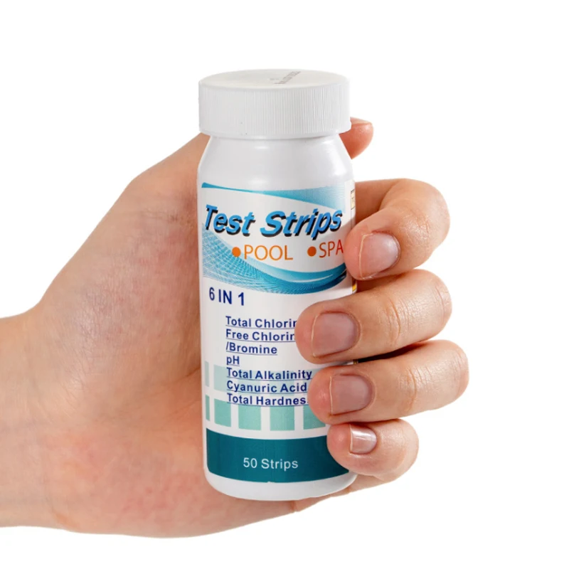 

6 In 1 Chlorine PH Test Strips - 50 Strips Multipurpose Water Tester for SPA Swimming Pool Hardness PH Value Detection Tool