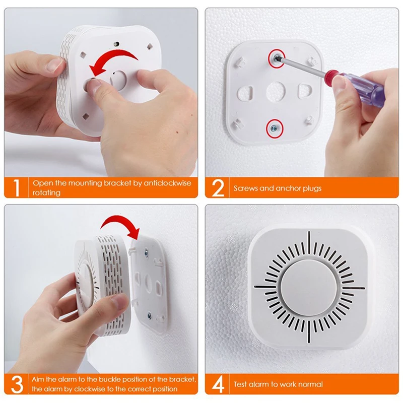 Detector de humo inalámbrico RF433, 4 piezas, Sensor de alarma de humo, protección de seguridad para automatización del hogar, funciona con RF Bridg