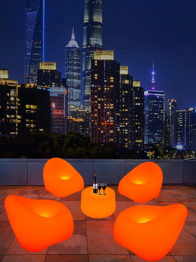 Creative leisure luminous table, circular sofa chair, outdoor combination card seat, outdoor stool, entertainment bar table