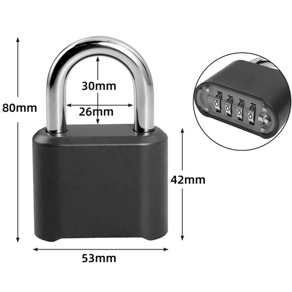 4 Digit Resettable Combination Padlock Zinc Alloy Weatherproof For School Locker Gym Fence Tool Box Door Lock Security