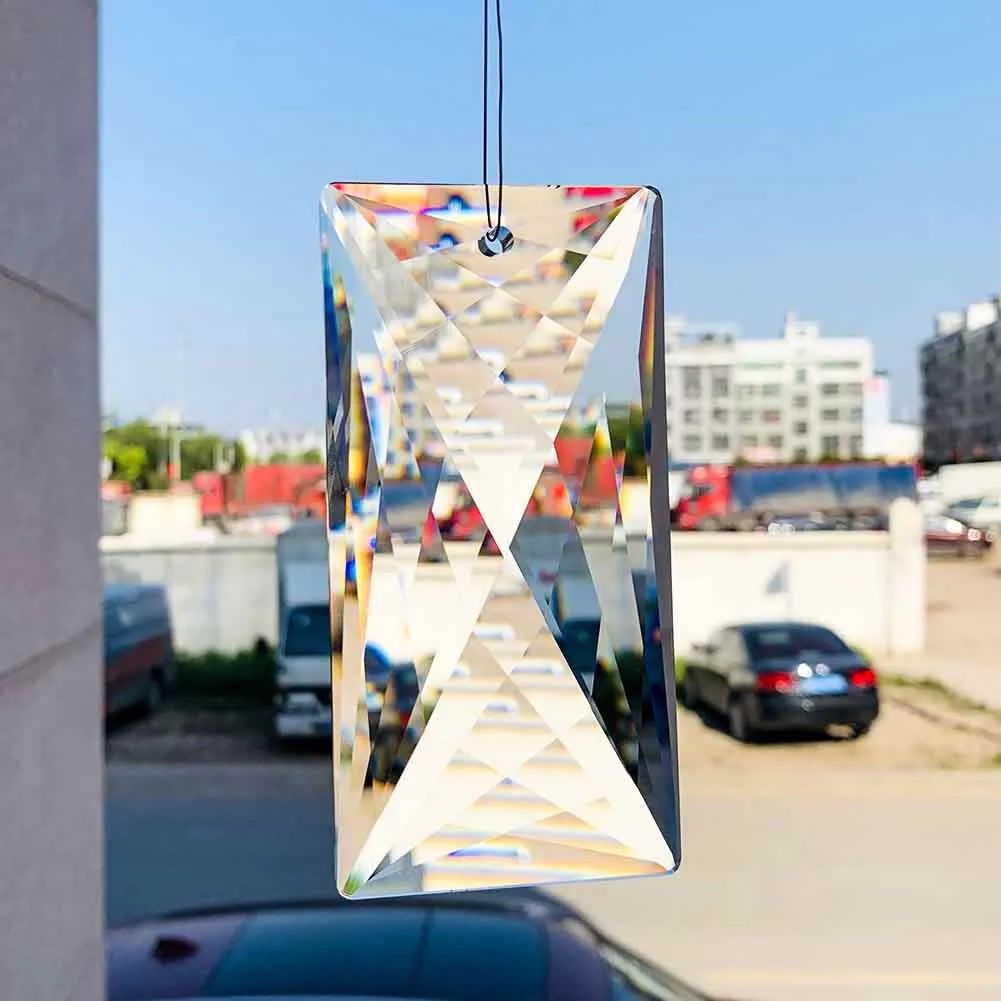 

120MM Clear Laser Rectangle Faceted Prism Glass Chandelier Crystals Parts Shiny Sun Catcher Making Supplies Lamp Dangle Pendant