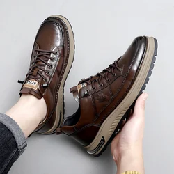 Italian Genuine Leather Men's Shoes New Lace Up Designer Casual Shoes Luxury Brand Outdoor Walking Sneakers Sapatos Masculinos
