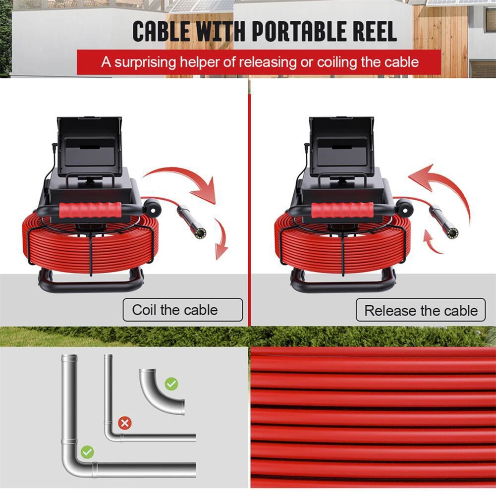 23mm Lens 30m Sewer Drain Pipe Inspection Camera,IP68  Sewer Pipeline Industrial Endoscope With LED Light