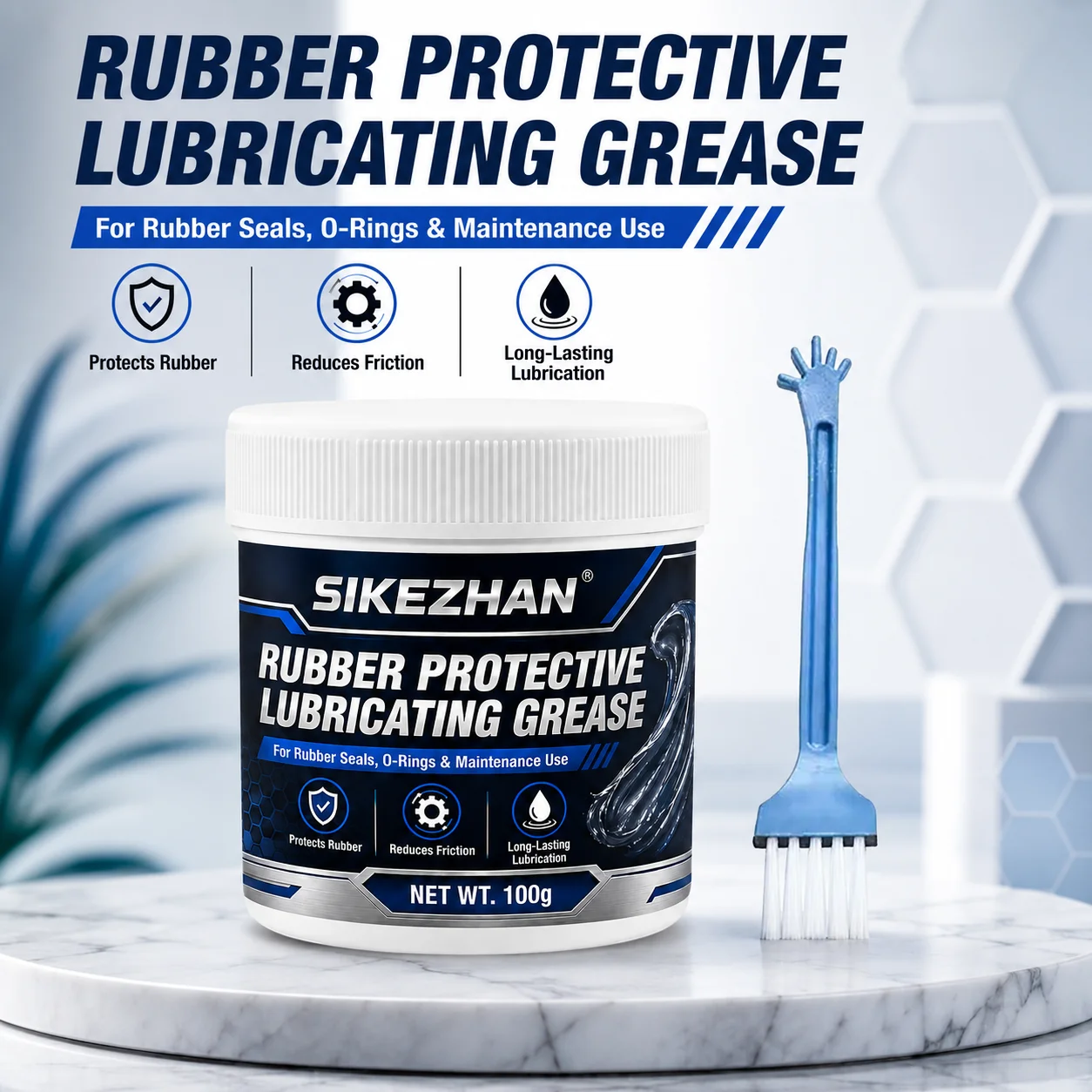 100g Rubber Protective Lubricating Grease Waterproof Silicone O-Ring Seal Lubricant Car Auto Repair Maintenance Tool with Brush
