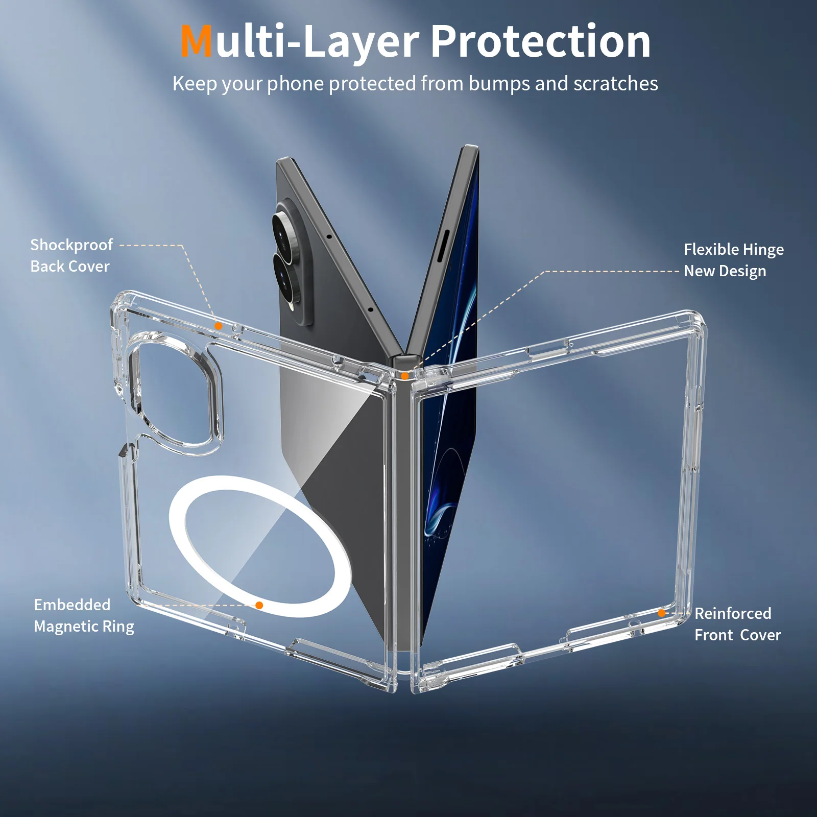 Luxuriöse transparente magnetische Lade-Handyhülle für Samsung Galaxy Z Fold 8 für Magsafe, klare, stoßfeste Acryl-Faltabdeckung Funda