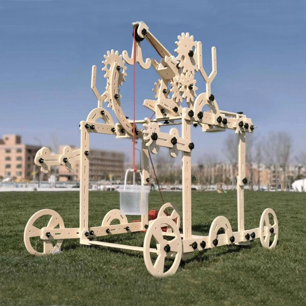 Outdoor large-scale carbonized puzzle area, solid wood construction game
