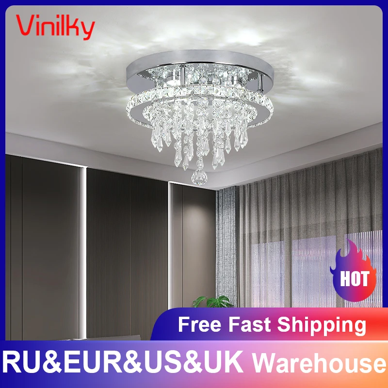 Crystal Ceiling Light Square Lamp Indoor Modern LED Chandeliers Lamps For Room Living Home Decoration Lustre Crystals Chandelier