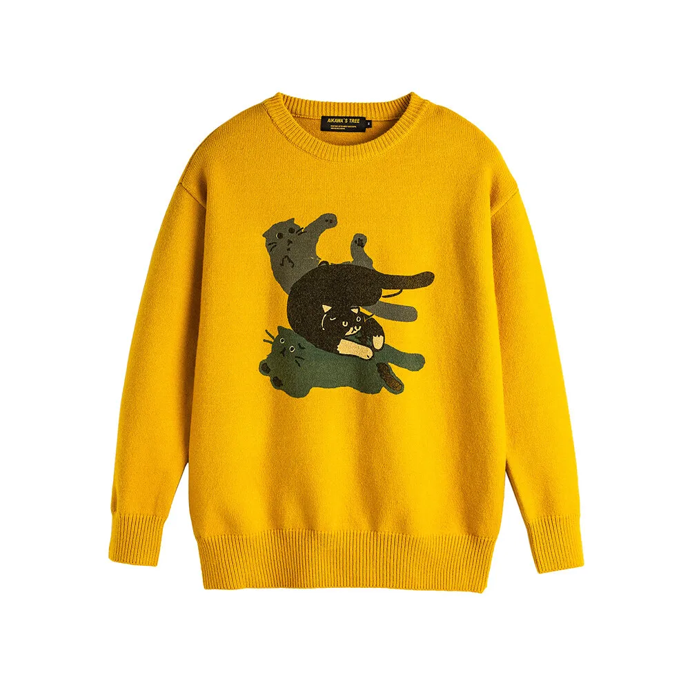 Sweater Men's winter 2024 new trend brand cartoon pattern couple knitwear