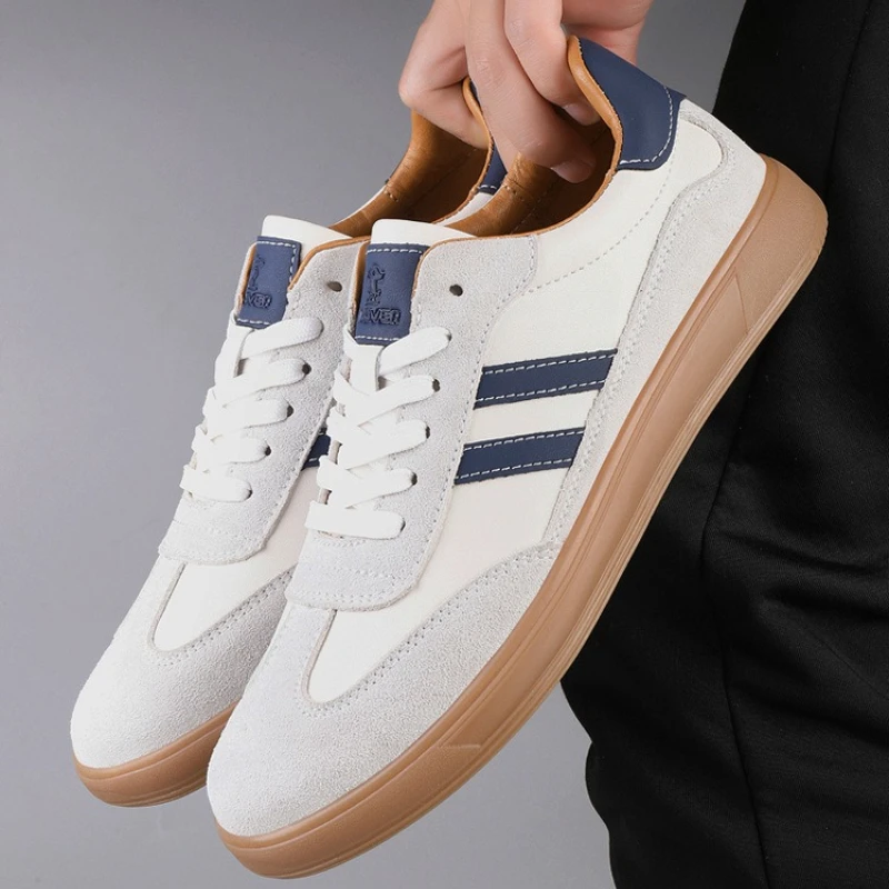 

High Quality Leather Sneakers Mens Womens Minimalist Fabric Sneaker Flat Skate Shoes Comfortable Lace Up Casual Walking Shoes