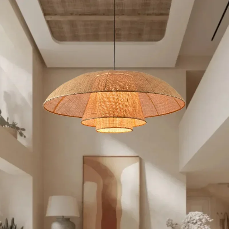 

Modern Japanese Vintage Rattan Pendant Light Restaurant Home Decor Dining Room Kitchen Suspension Hanging Lamp Pendant Lamp