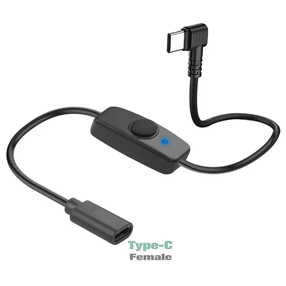 كابل تمديد USB C قصير مع مفتاح تشغيل وإيقاف من النوع C إلى USB C سلك إمداد الطاقة، لمروحة USB 5 فولت، شرائط LED، مصباح مكتبي، شريط LED