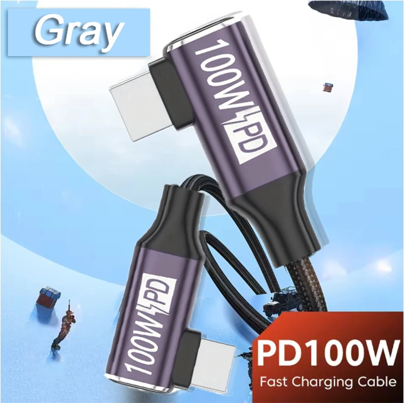 Right Angle USB C to USB C Cable PD 100w Fast Charging, Compatible with MacBook, iPad, iPhone 15, Samsung, Surface, Pixel