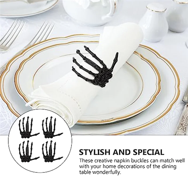 -A12R Skeleton Hand Napkin Rings Skeleton Hand Napkin Buckles Halloween Party Favors Home Dining Table Decor