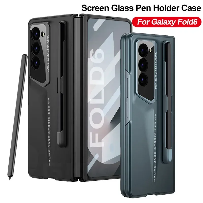 

Ultra-thin Pen Slot Blade Style Case for Samsung Galaxy Z Fold 6 With Screen Glass Case Plastic Matte Cover for Galaxy Z Fold 6