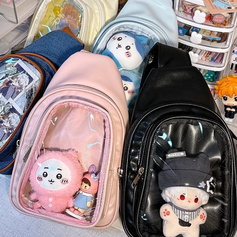 Fashion 15cm Doll Transparent Ita Bag Women Lightweight Large Capacity Crossbody Bag Solid Color Basic Versatile Chest Bag Girls view 5