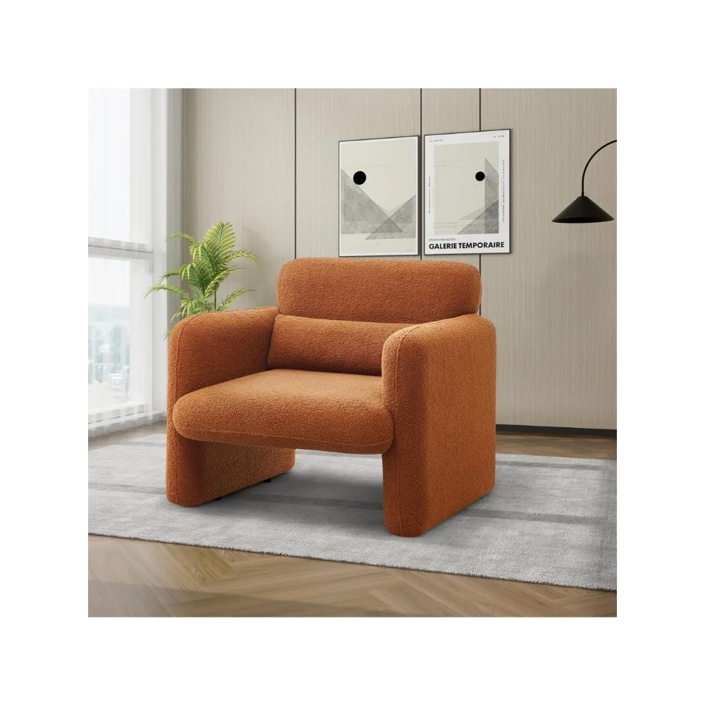 

33.86" Accent Chairs, Modern Sherpa Lamb Fabric Armed Chair Comfy Upholstered Armchair Leisure Single Sofa Chair