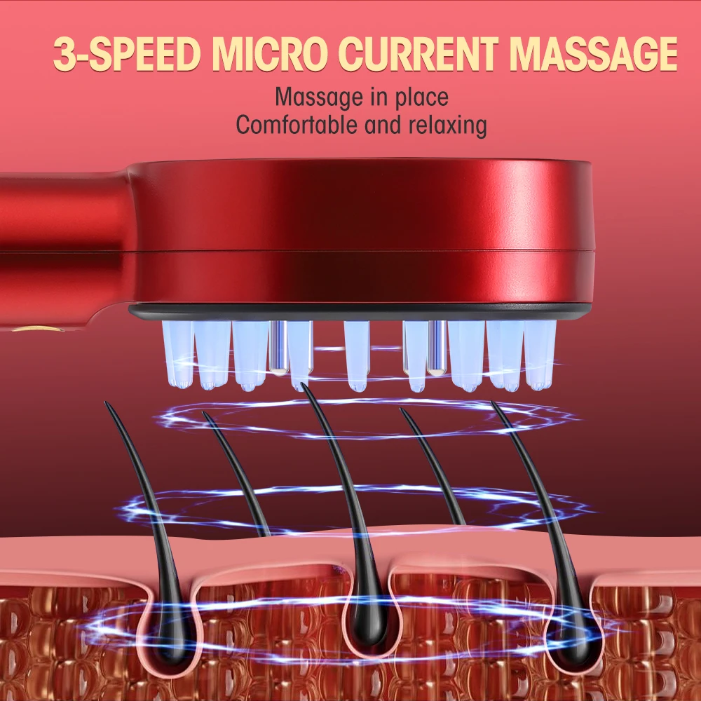 Head Scalp Massage for Hair Growth Microcurrent Nano Spray Massage Bursh 630nm Red Blue Light Vibrating Massager for Hair Care