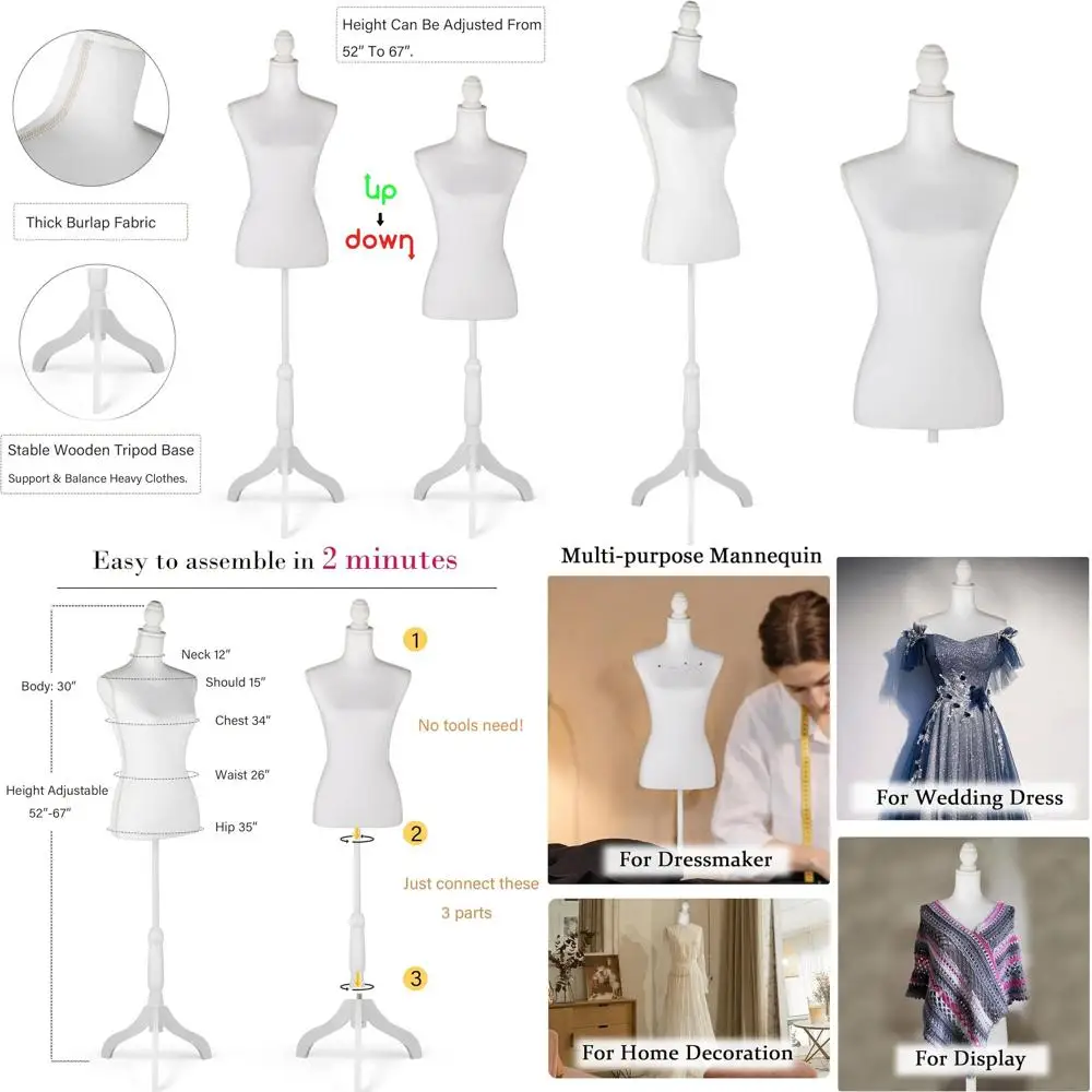 

Регулируемый белый красноводный манекен с подставкой для демонстрации платьев и шитья