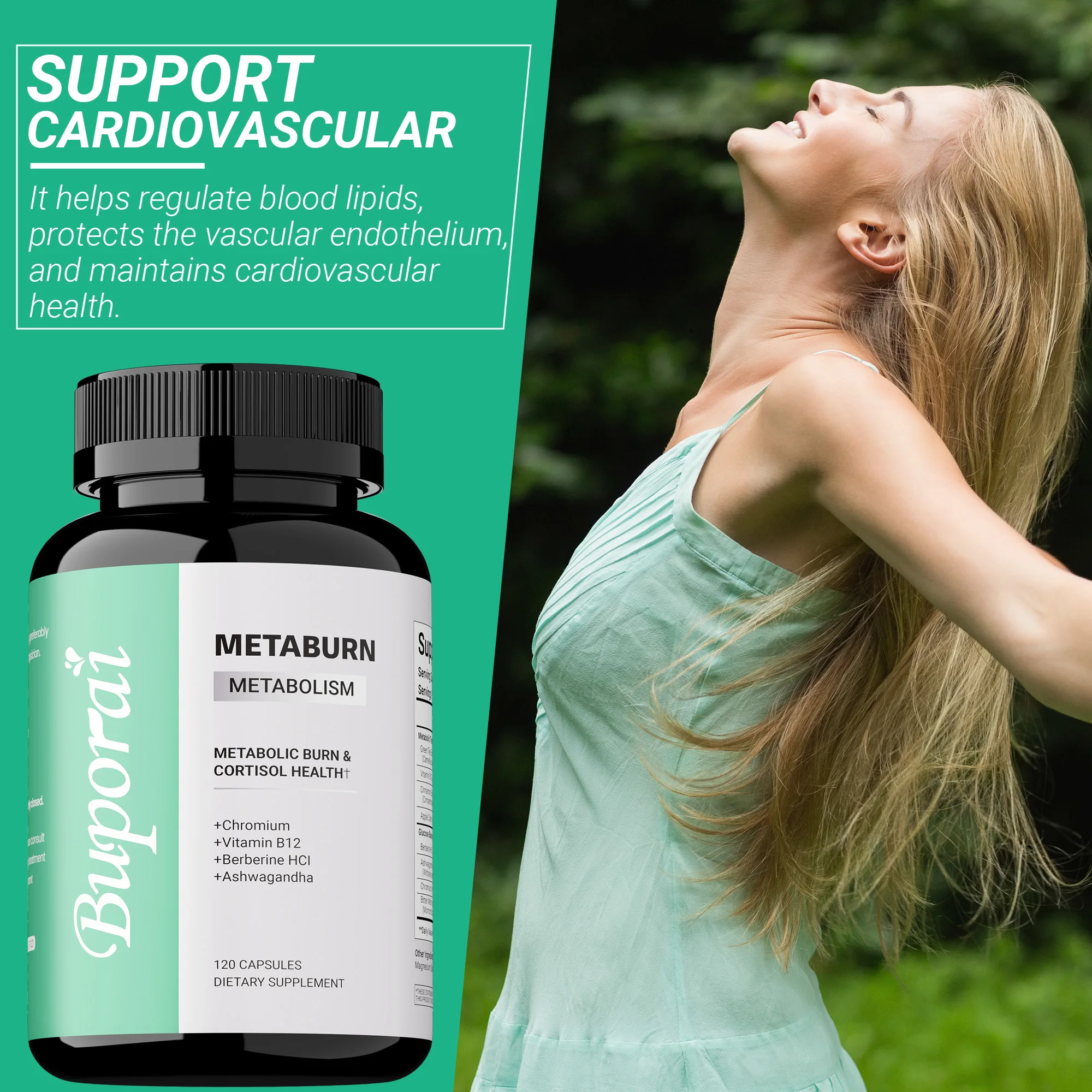 

Metaburn for Women & Men - Berberine, Chromium - Replenishes Energy, Appetite Suppressants, Improves Immune and Digestive Health