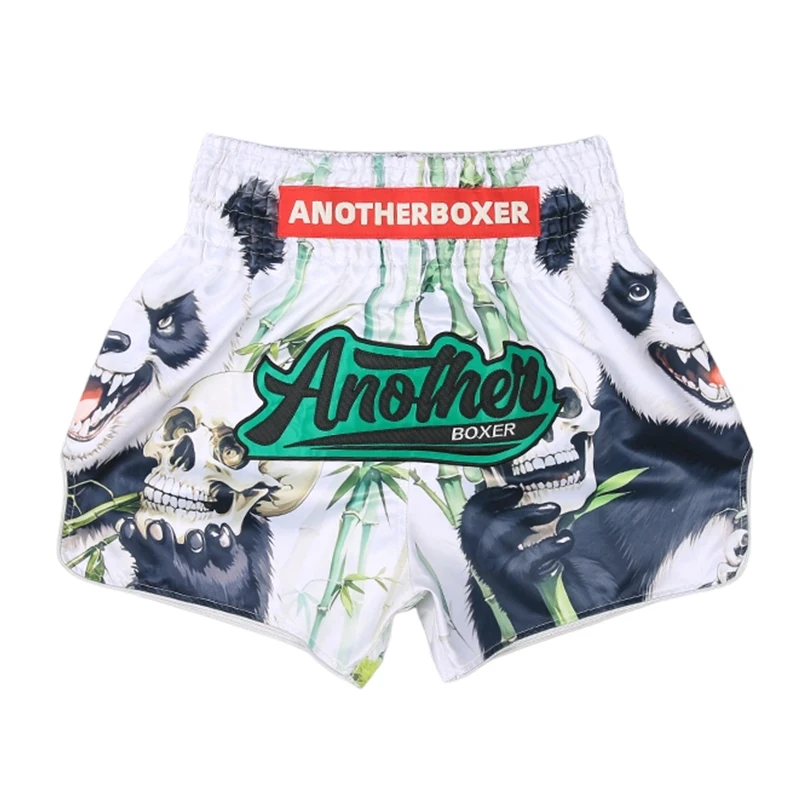 Erwachsenen-Muay-Thai-Kickbox-Shorts mit Panda-Schädel-Motiv, leichte Boxkampf-Shorts für MMA-Kampfsporttraining und Wettkämpfe