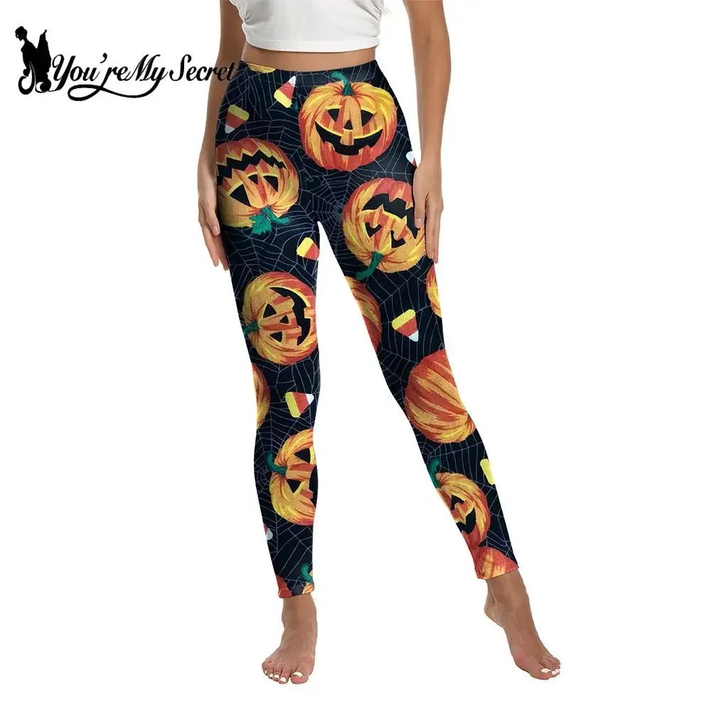 

Women's colorful Halloween skull Pumpkin Legging Sexy Fashion Stretch Digital Print Fitness Slim Pants Cool Partywear Trousers