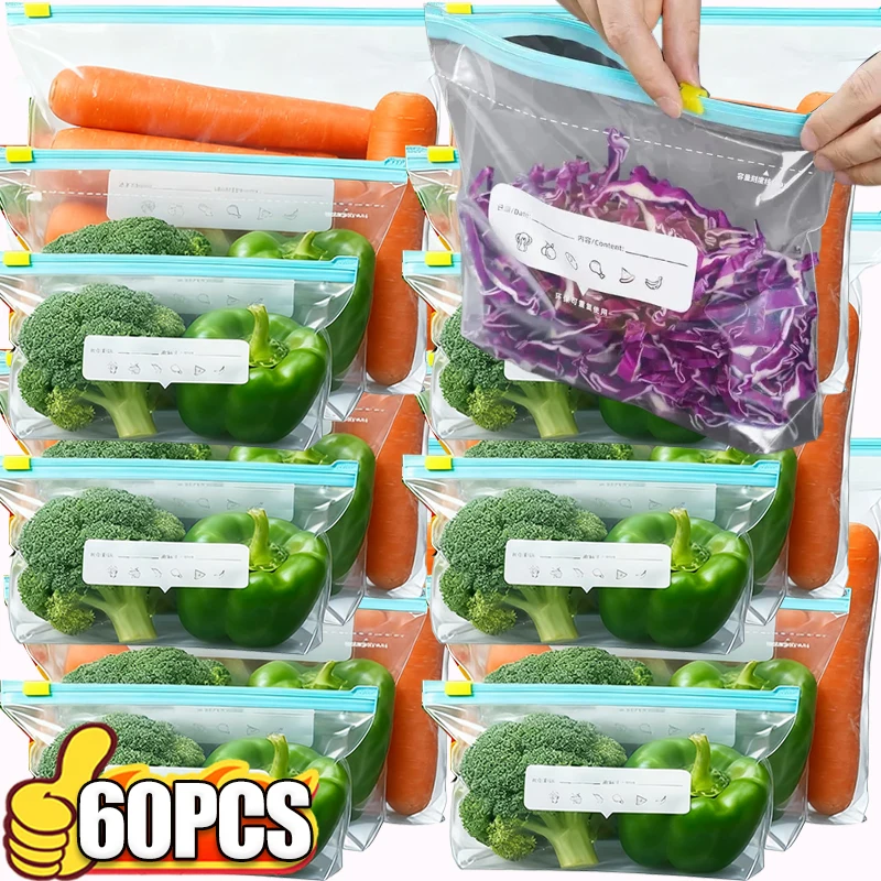 Bolsa reutilizable con cremallera, bolsas para congelador con cremallera, contenedores de sellado para refrigerador, bolsa sellada para cocina, bolsa de almacenamiento a prueba de fugas para alimentos