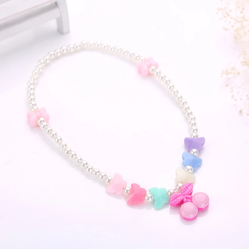 1pc Kawaii Cartoon Animal Necklace for Children\'s Candy Color Pearl Beaded Cute Necklaces Accessories for Girls Gift Wholesale