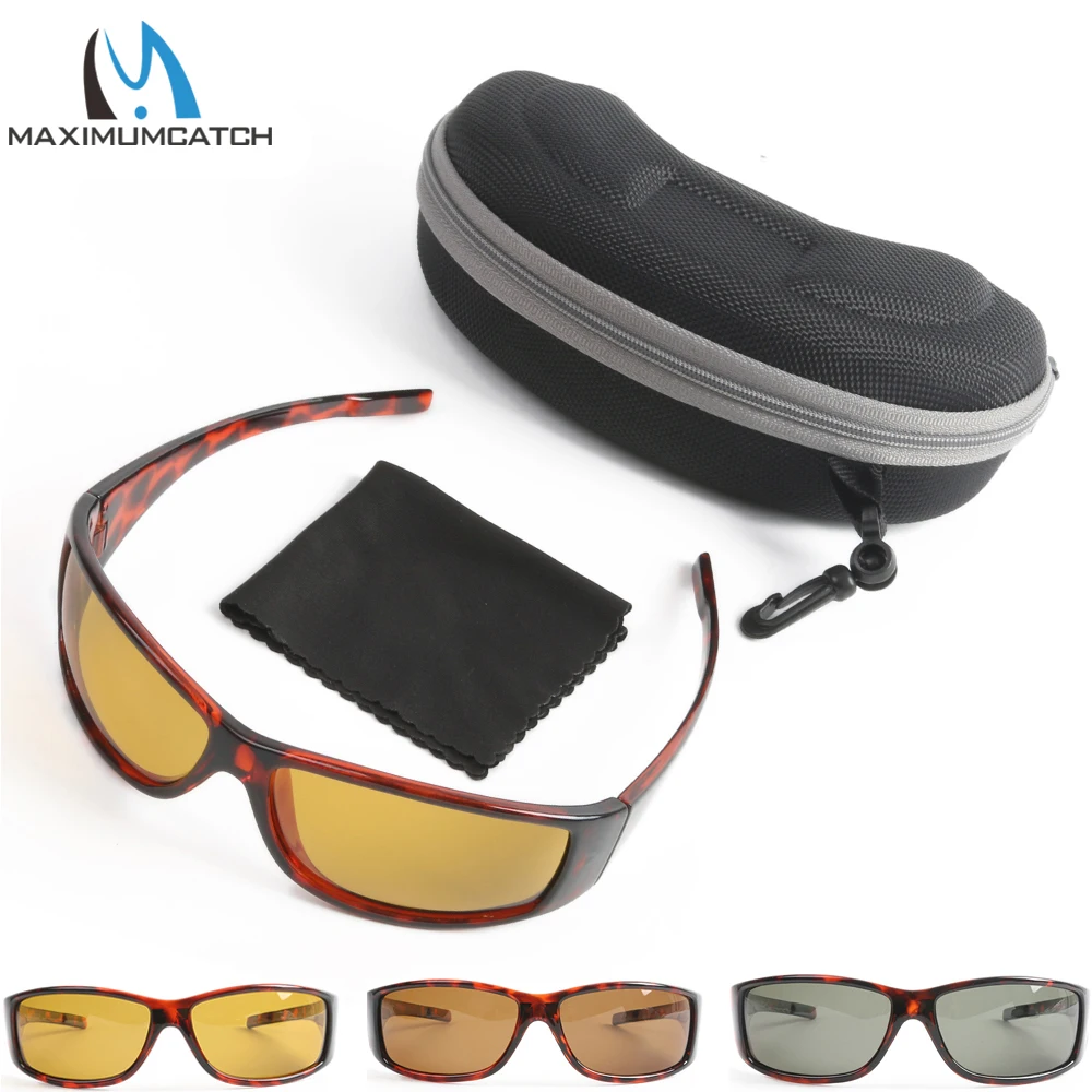 Maximumcatch Tortoise Frame Fly Fishing Polarized Sunglasses UV400 Protection Fishing Glasses for Men Women Outdoor Sports