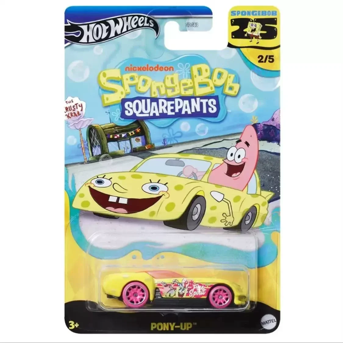 Original Hot Wheels Car SpongeBob SquarePants Toy for Boy 1/64 Diecast 70s Van Pony-up Quick D-livery Second Wind Straight Gift