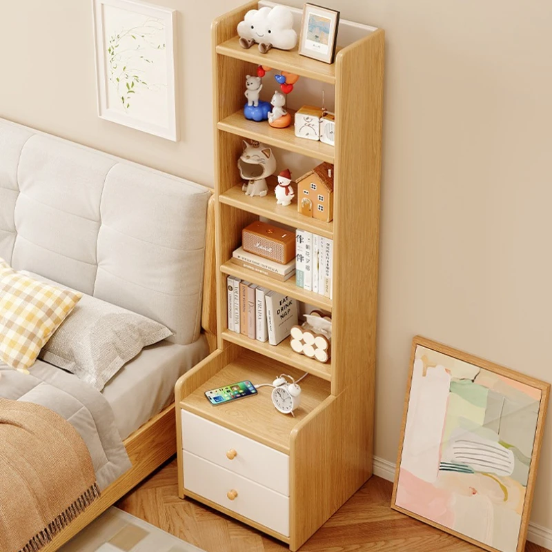 High-end Bedside table Bedroom Nordic wind bedside heightened storage rack Multifunctional cabinet Small bookshelf
