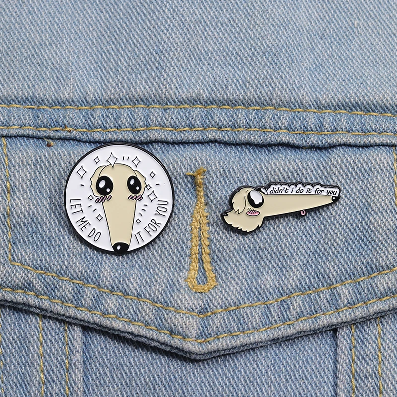 Borzoi Dog Enamel Pins Long Nose Dog Cartoon Animal Brooches Lapel Badge Decorative Collar Pin Jewelry for Backpack Clothes