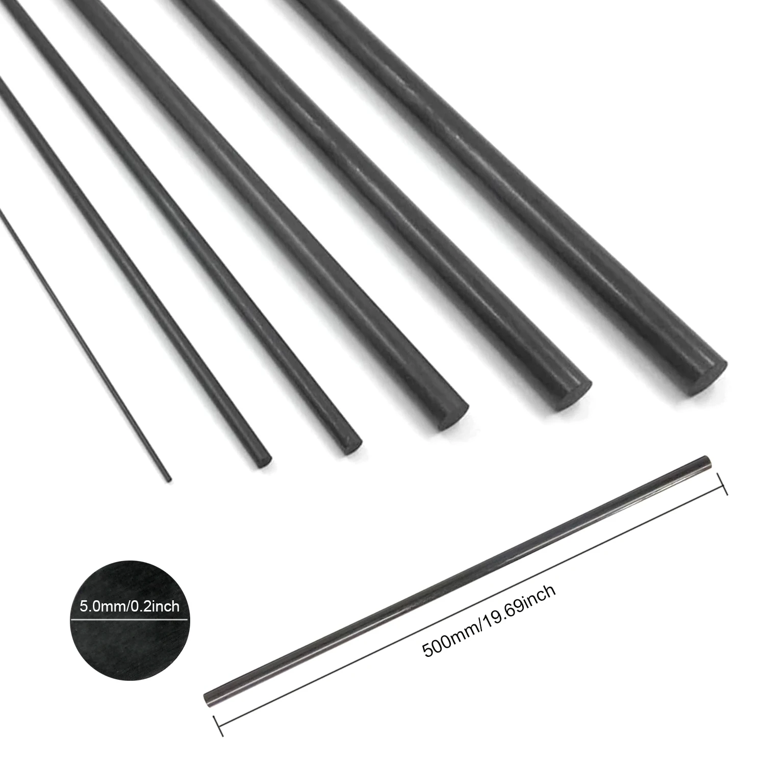 1-10 pièces de tiges en fibre de verre noires, diamètre 0,8/1/1,5/2/2,5/3,0/3,5/4/4,5/5,0/6/7/8 mm, tiges isolantes pour cerfs-volants, longueur de la tige en fibre de verre 500 mm