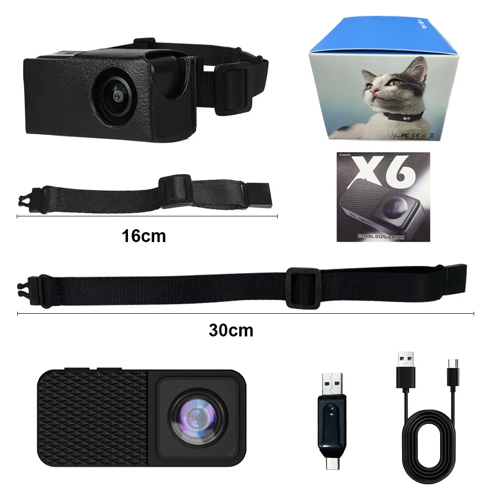 BORME HD 1080P Kamery dla zwierząt domowych Pies Kot Kamera dla zwierząt Bezprzewodowa kamera z obrożą Nie wymaga WiFi Nagrywania wideo dla kotów Psy Prezent urodzinowy — zdjęcie produktu 6