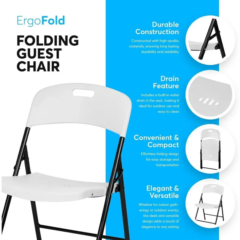 Folding chair, indoor and outdoor plastic commercial stackable folding chair, office, wedding, picnic, kitchen dining