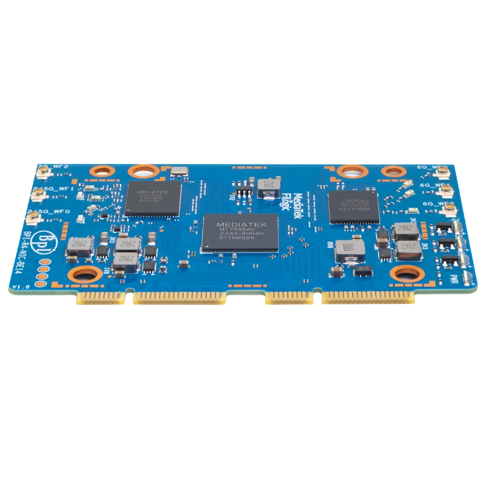 BPI-R4-NIC-BE14 Development Board BPI-R4 WiFi 7 Module MediaTek MT7995AV chipset Frequency band 2.4/5/6GHz 32-bit RISC-V MCU