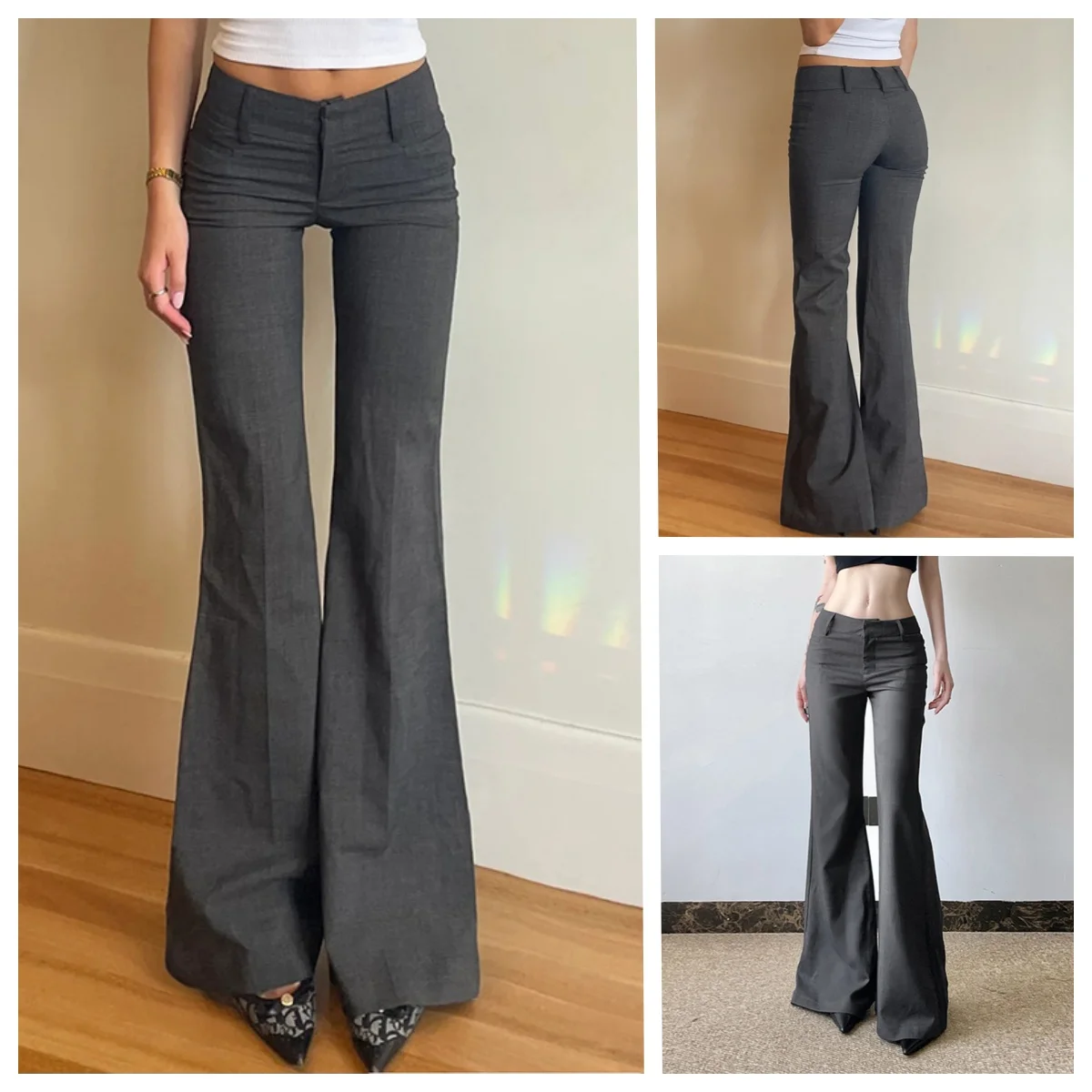 

2025 Women Y2K Black Jeans Baggy Washed Vintage Low Waist Slim Solid Color Elegant Fashion Streetwear Casual Street Retro Pants