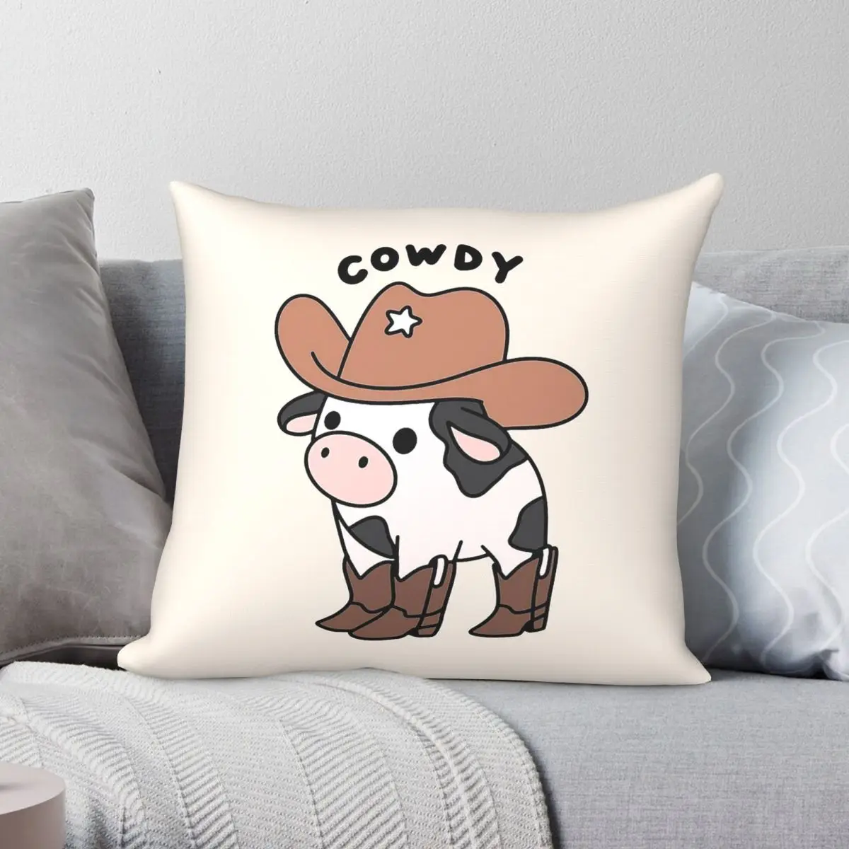 Cowdy Cowboy Square Pillowcase Polyester Linen Velvet Creative Zip Decorative Throw Pillow Case Sofa Seater Cushion Cover