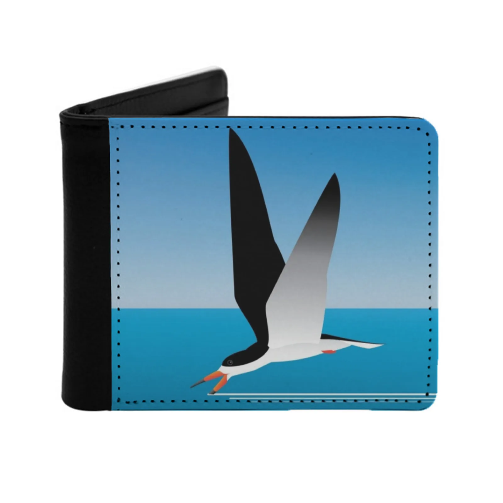 

Black Skimmer Skimming Personalized Men's Leather Wallet Credit Card Pouch Purse Black Skimmer Skimmer Skimmers Flying Flight