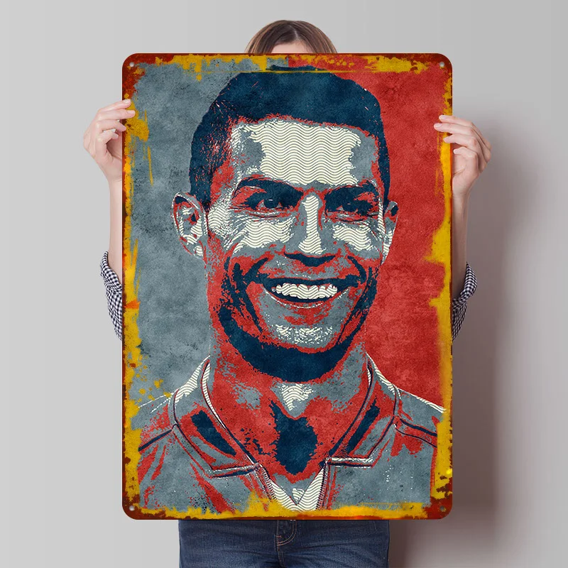 Cr 7 Porträt-Poster Individualisierte Vintage Metallschilder Wandkunst Retro Blechschild für Fans Dekoration Garagendekoration Wanddeko