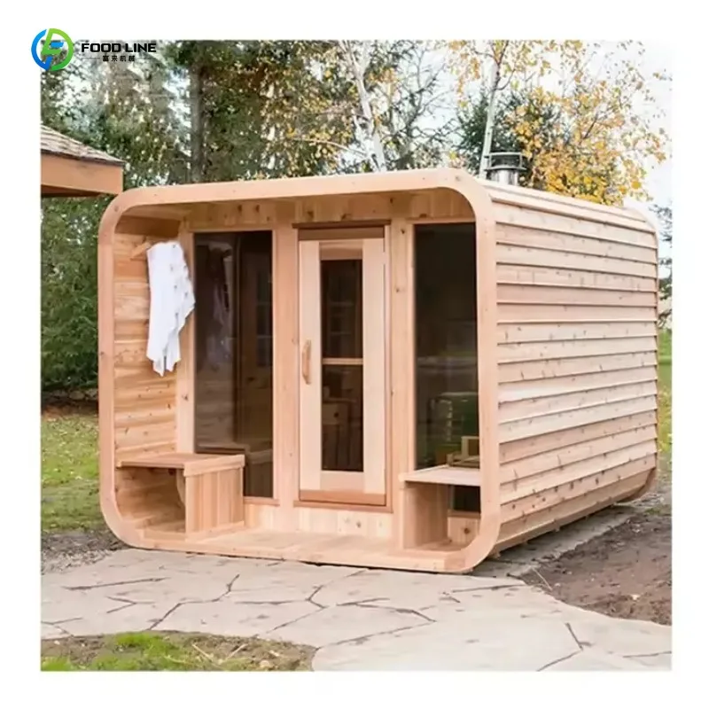 Customized Modern Outdoor Sauna, Solid Cedar Electric Type for 6 People, Computer Control, 1-Year Warranty
