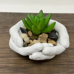 DIY Concrete Silicone Two-hand Pot Mold Succulent Flowerpot Clay Cement Plaster Molds DIY Home Garden Flower Pots Moulds