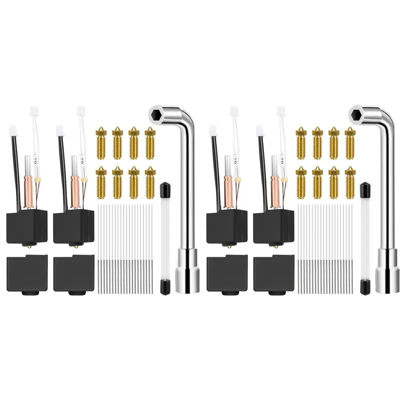 A7THK-2X For Anycubic Kobra 3 Hotend Kit, Hot End Kit For 3D Printers With 0.4 Mm Brass Nozzles, Nozzle Key, Cleaning Needles