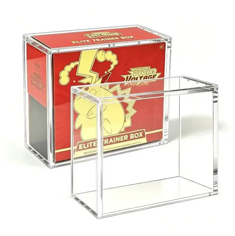 5mm Thick Acrylic Magnetic Display Case for ETB Elite Trainer Box Protector Dustproof Stackable Pokemon Card Collector Box Sizes