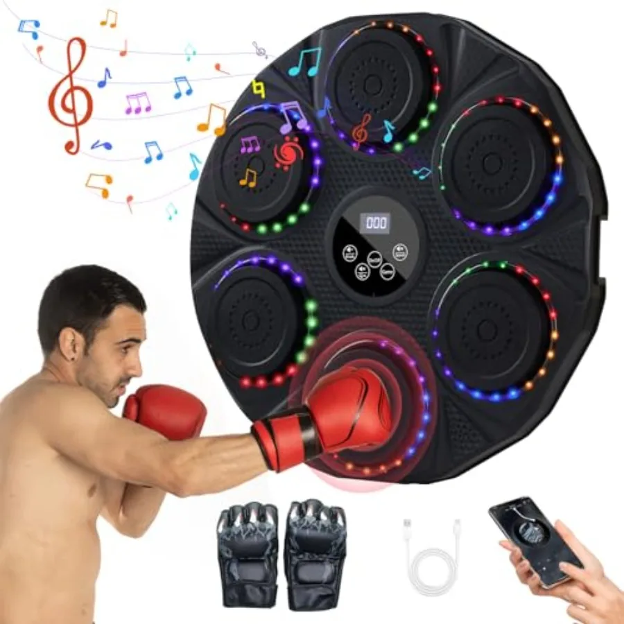 Music Boxing Machine Wall Mounted Smart Bluetooth Musical Beat Boxing Trainer with Gloves Electronic Boxing Equipment Punching