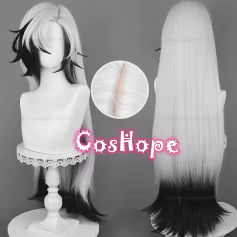 HSR Boothill Cosplay Wig 92cm Long Straight Silver White Black Mixed Wig Cosplay Anime Cosplay Wigs Heat Resistant Synthetic Wig