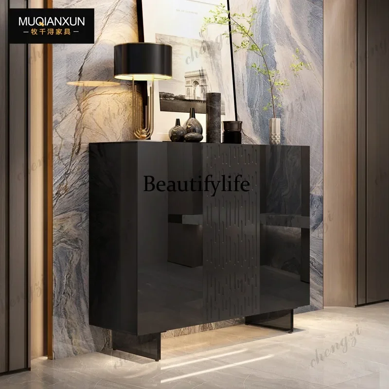 CC178 Italian shoe cabinet entrance cabinet integrated modern light luxury high-end glass locker with lamp