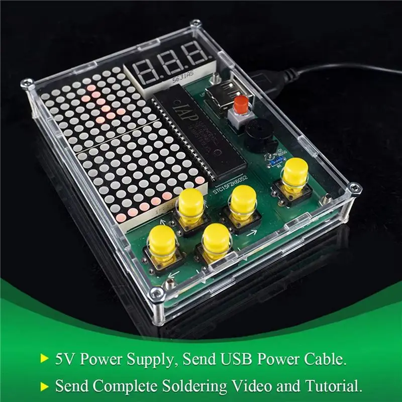 

ABJA-5X DIY Pixel Game Maker Kit Electronics DIY Soldering Project Practice Solder Learning Assembly With Shell