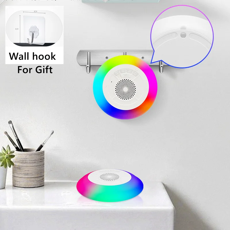 مقاوم للماء دش المتكلم بلوتوث الحمام FM راديو RGB 5 واط TWS صندوق مكبرات الصوت بلوتوث مع ميكروفون Folat على الماء/بركة/حمام